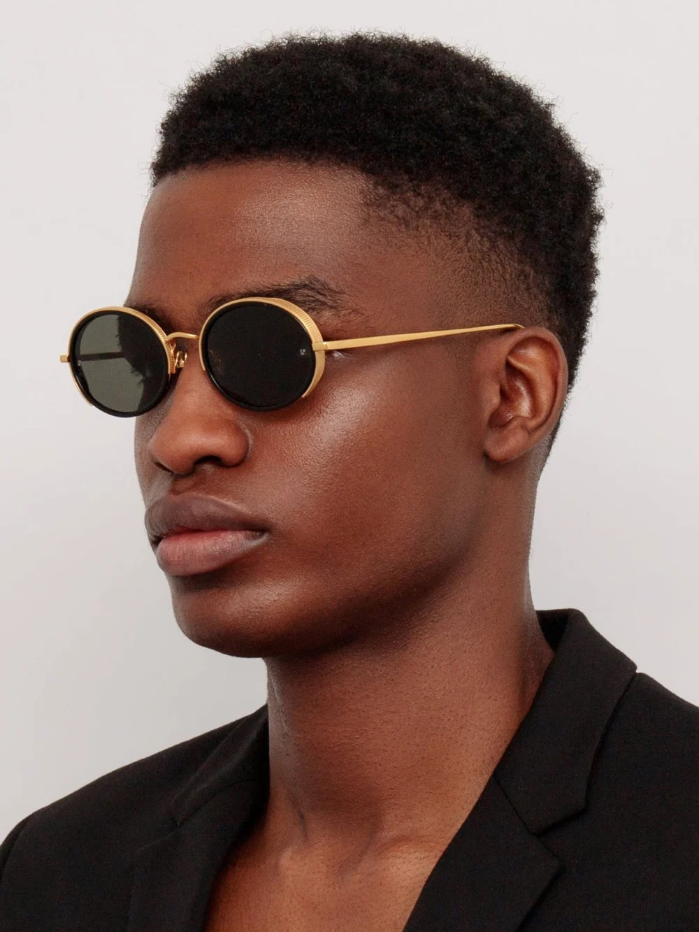 Linda Farrow Finn Sunglasses, 22k gold and grey, view 4
