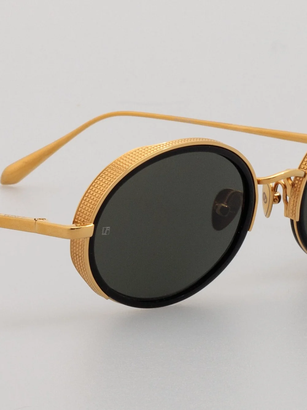Linda Farrow Finn Sunglasses, 22k gold and grey, view 5