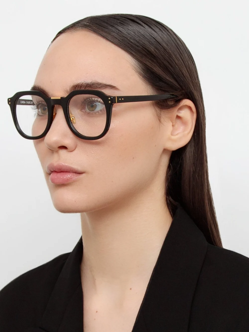 Linda Farrow Fletcher Optical Frame, black, view 3