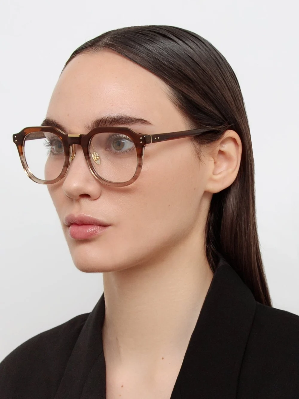 Linda Farrow Fletcher Optical Frame, caramel horn, view 3
