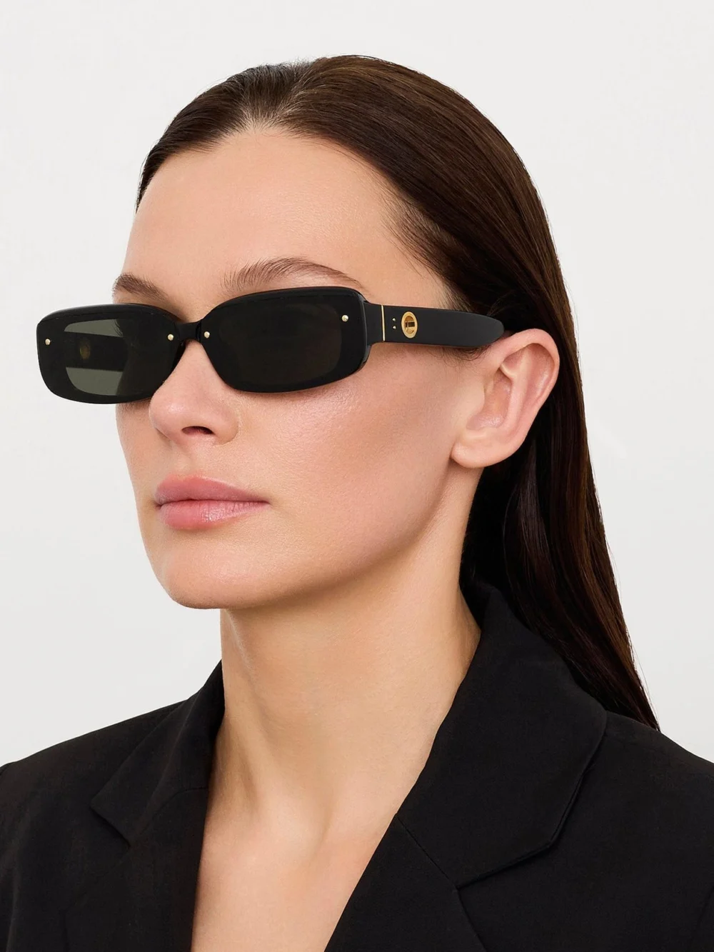 Linda Farrow Flick Sunglasses, black, view 3