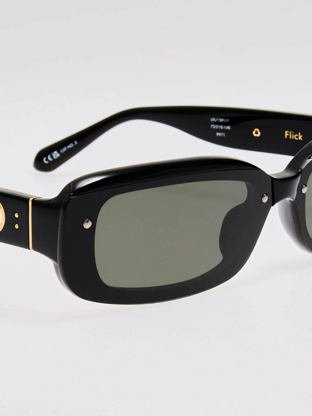 Linda Farrow Flick Sunglasses, black, view 4