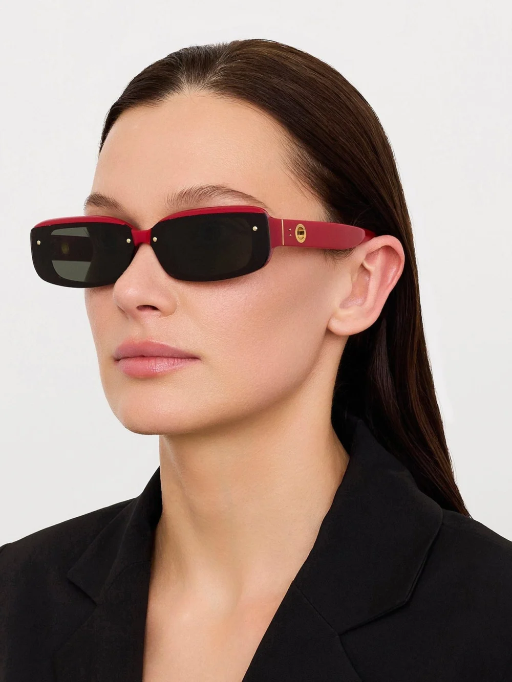 Linda Farrow Flick Sunglasses, red and black, view 3