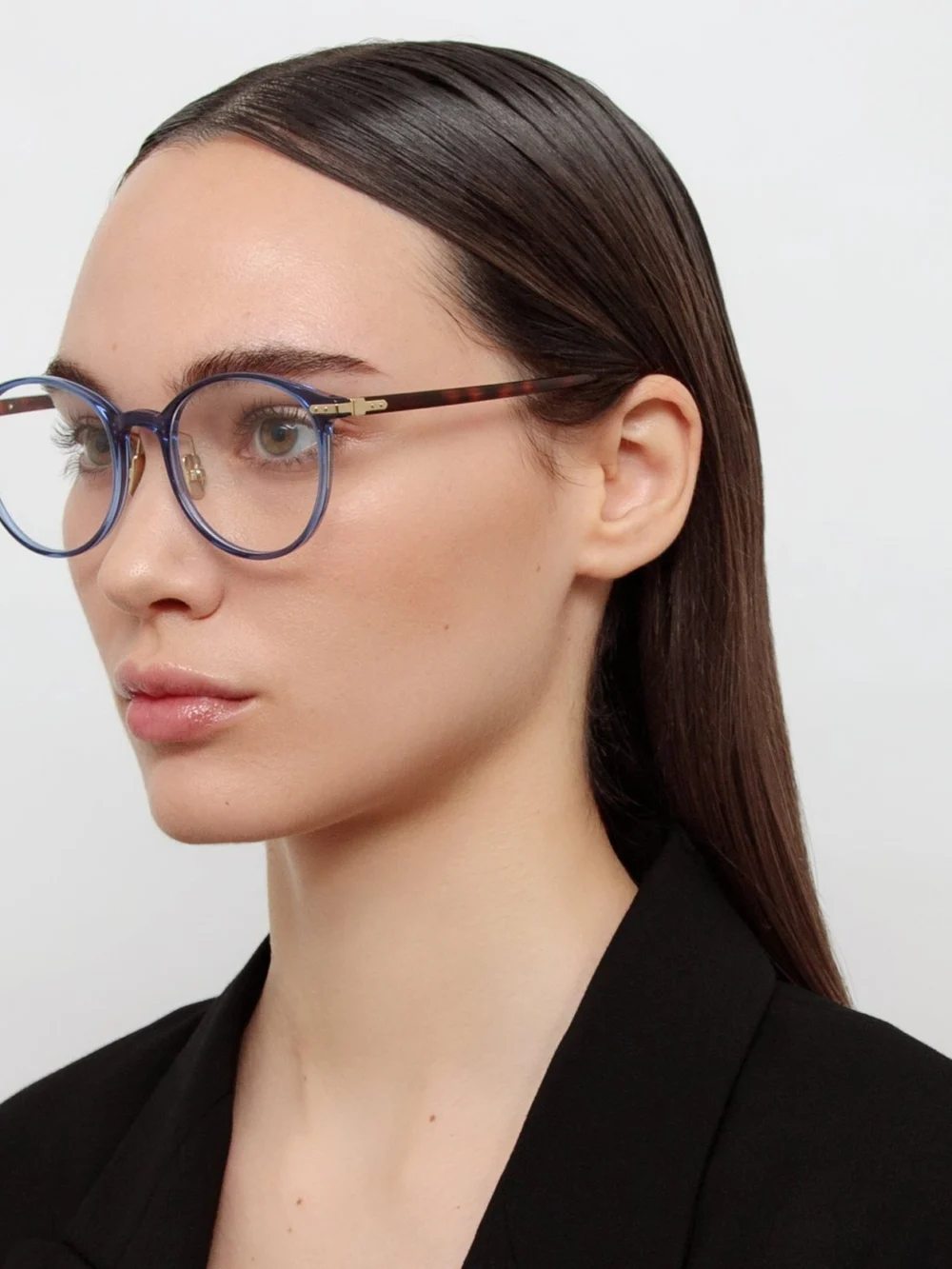 Linda Farrow Forster Optical Frame, navy, view 3