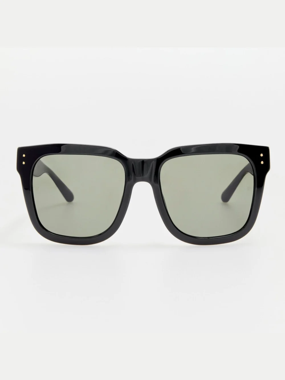Linda Farrow Freya Square Sunglasses in black with diamonds and 22k gold
