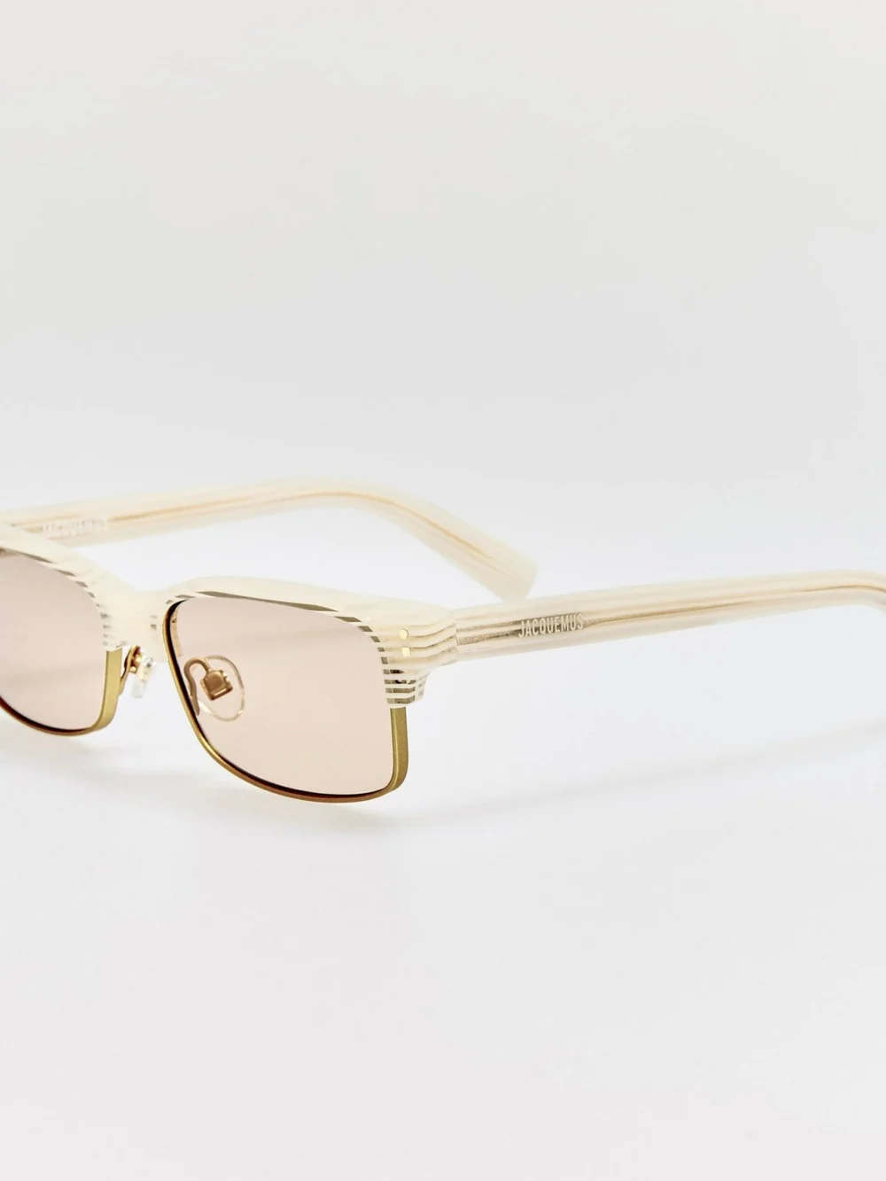 Linda Farrow Gardian Sunglasses, striped cream, view 2