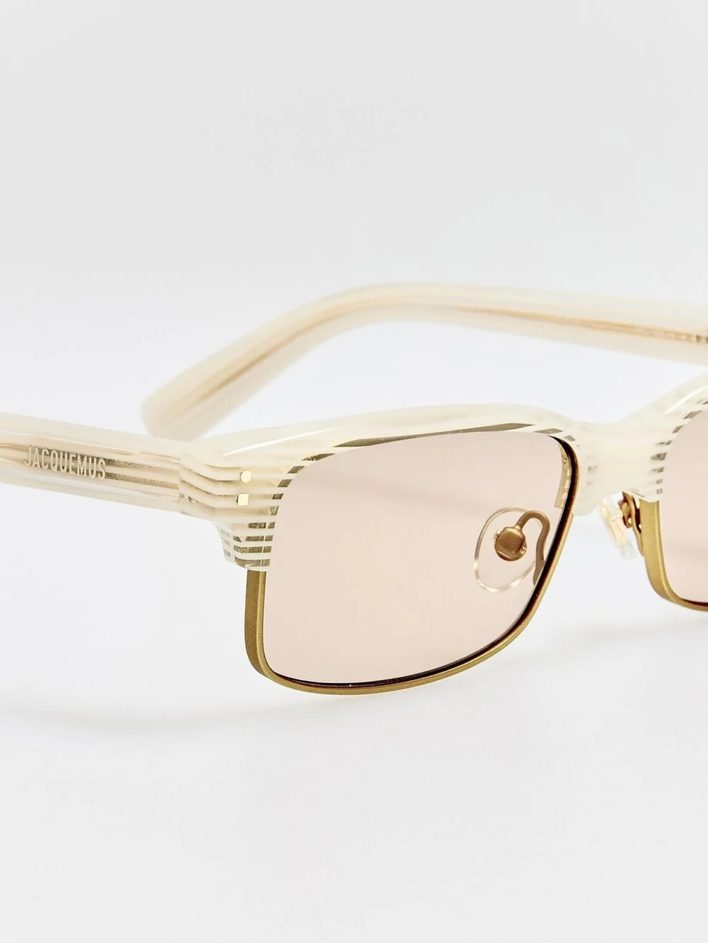Linda Farrow Gardian Sunglasses, striped cream, view 4