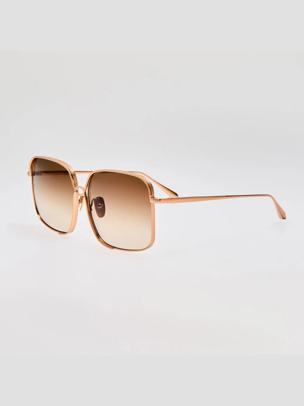 Linda Farrow Genevieve Sunglasses, 18k rose gold and mocha, view 2