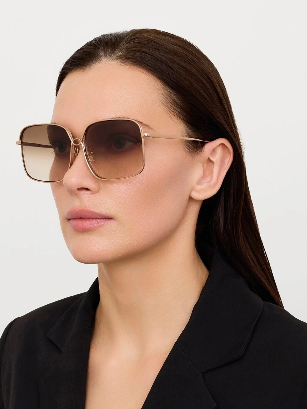 Linda Farrow Genevieve Sunglasses, 18k rose gold and mocha, view 3