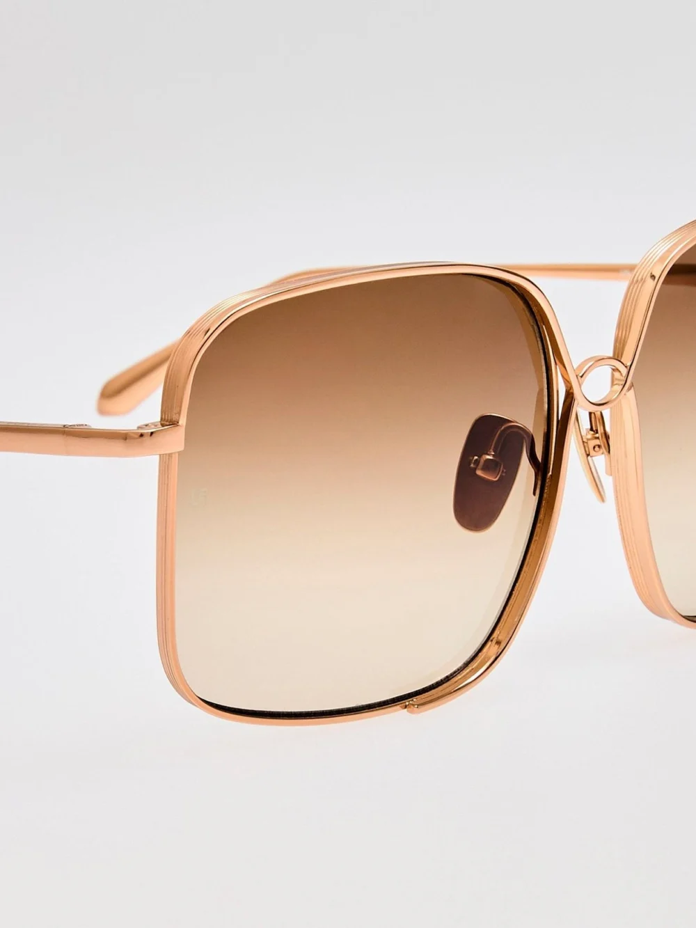 Linda Farrow Genevieve Sunglasses, 18k rose gold and mocha, view 4