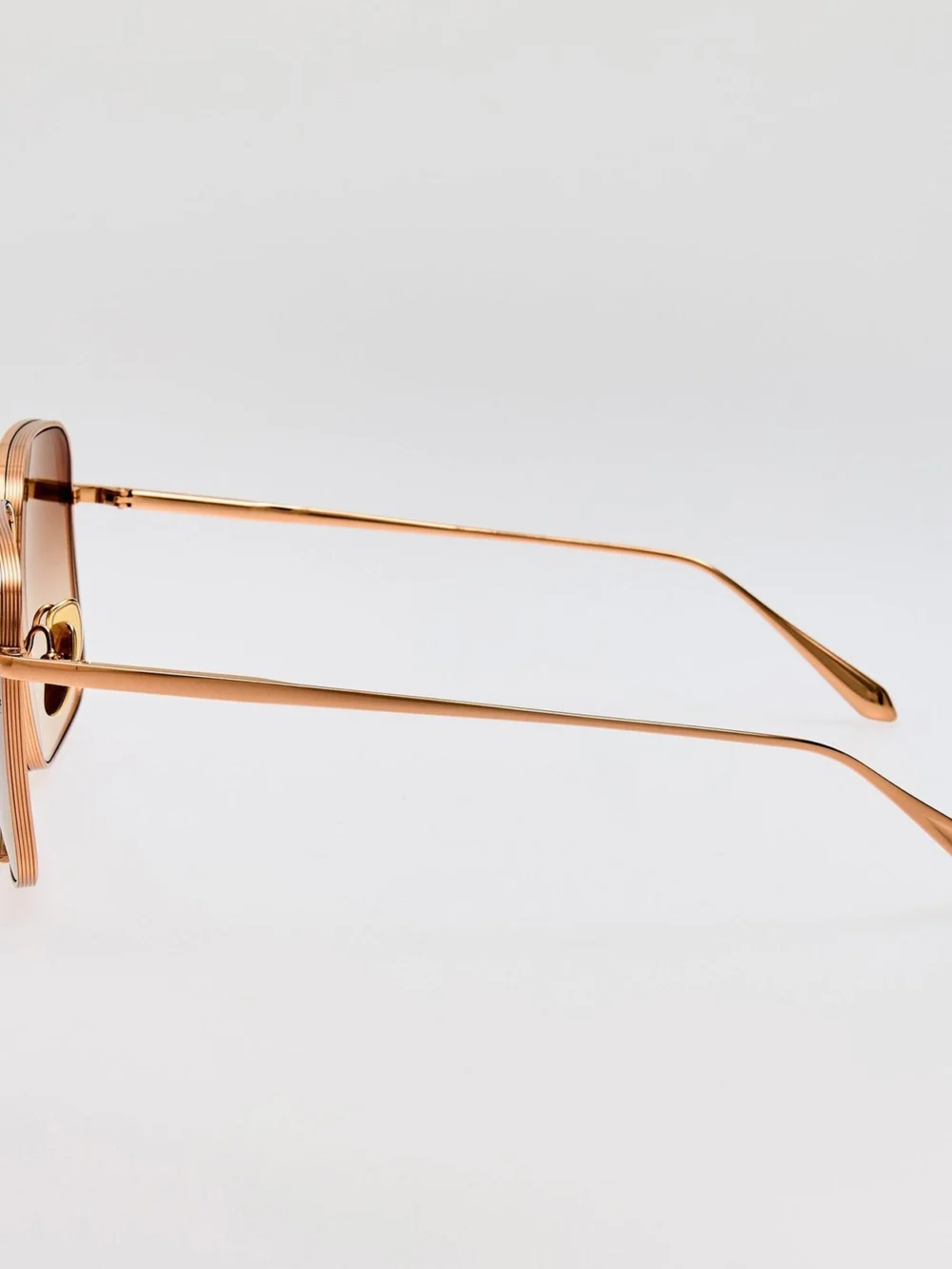 Linda Farrow Genevieve Sunglasses, 18k rose gold and mocha, view 5