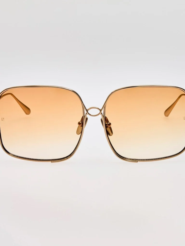 Linda Farrow Genevieve Sunglasses in 22K Gold and Camel