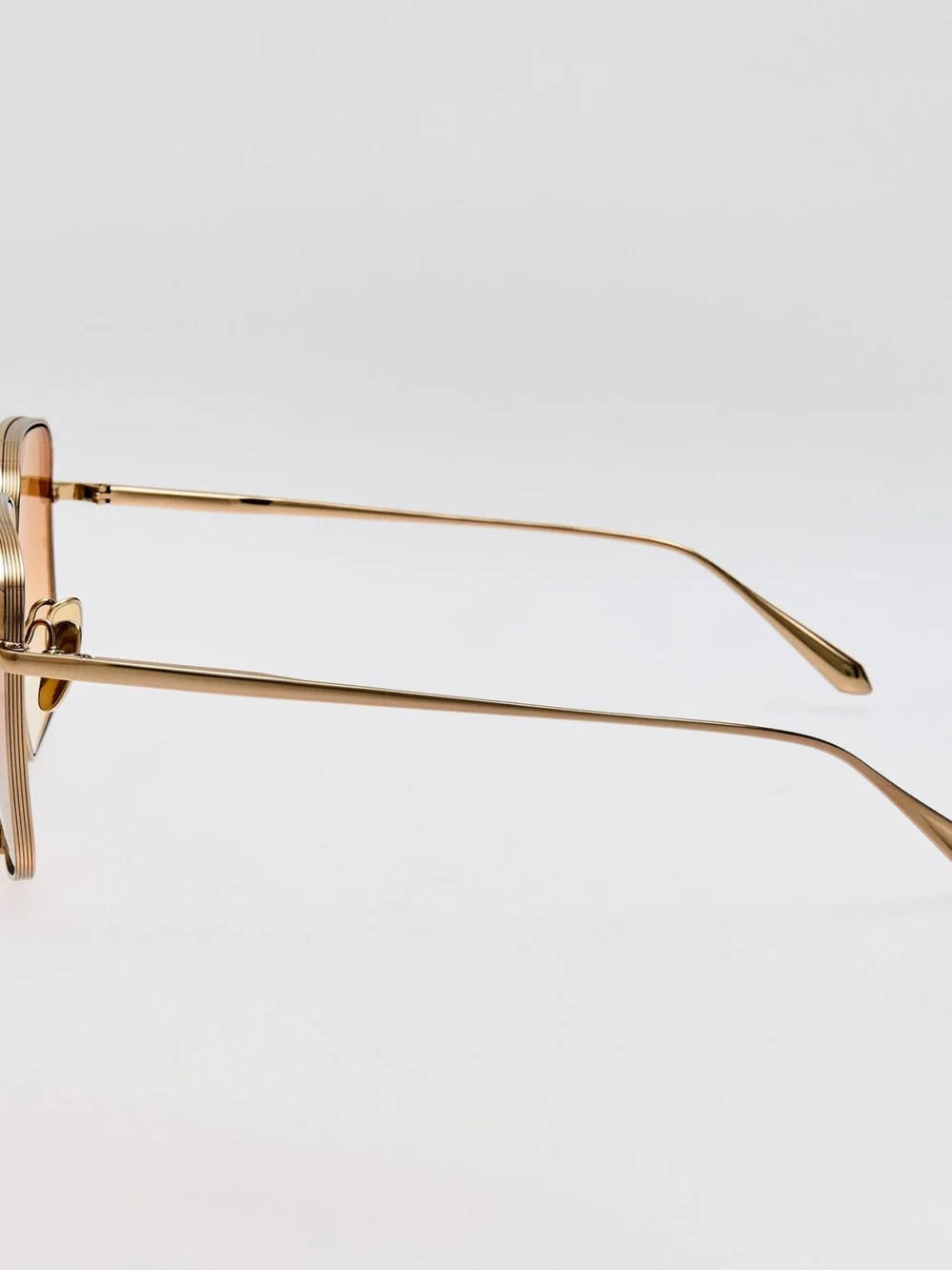 Linda Farrow Genevieve Sunglasses, 22k gold and camel, view 5