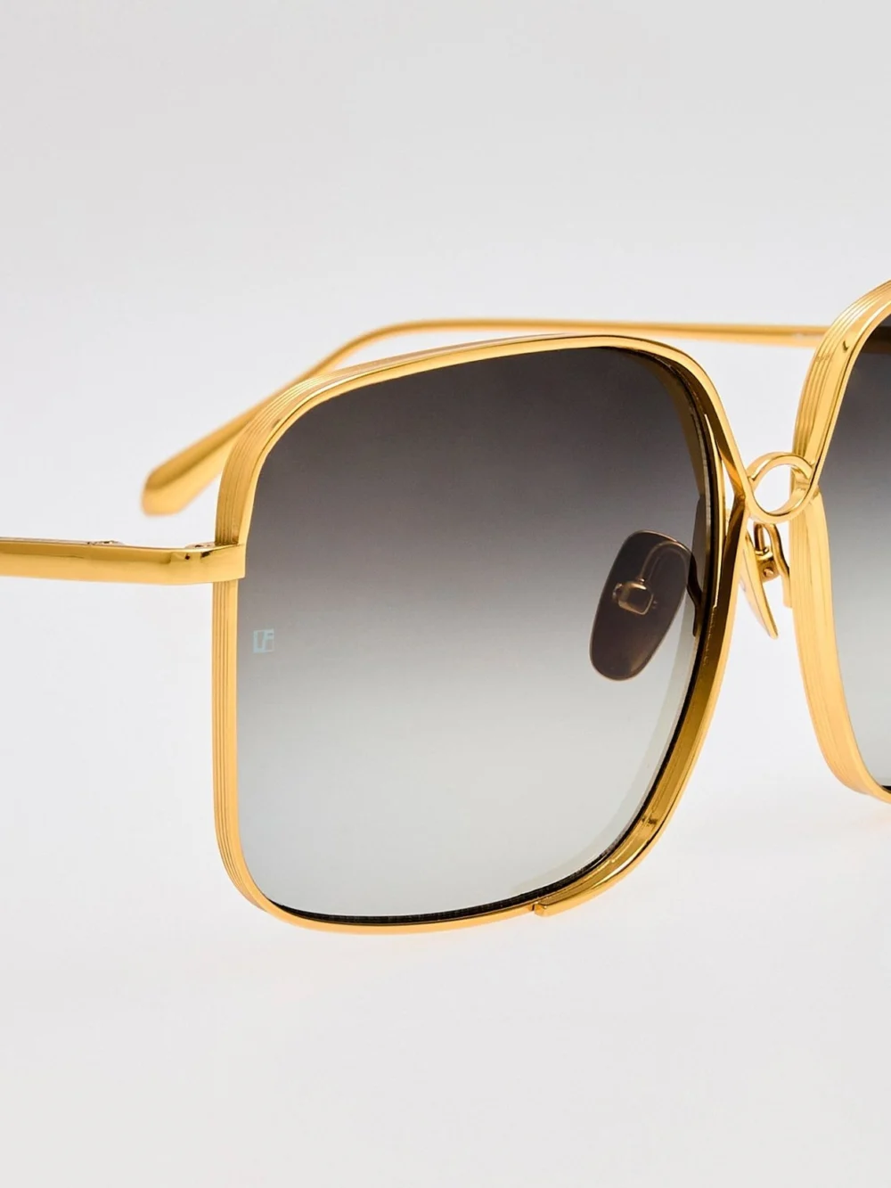 Linda Farrow Genevieve Sunglasses, 22k gold and grey, view 4
