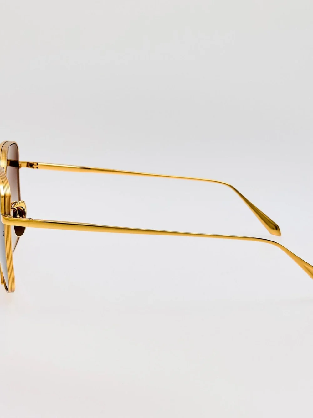 Linda Farrow Genevieve Sunglasses, 22k gold and grey, view 5