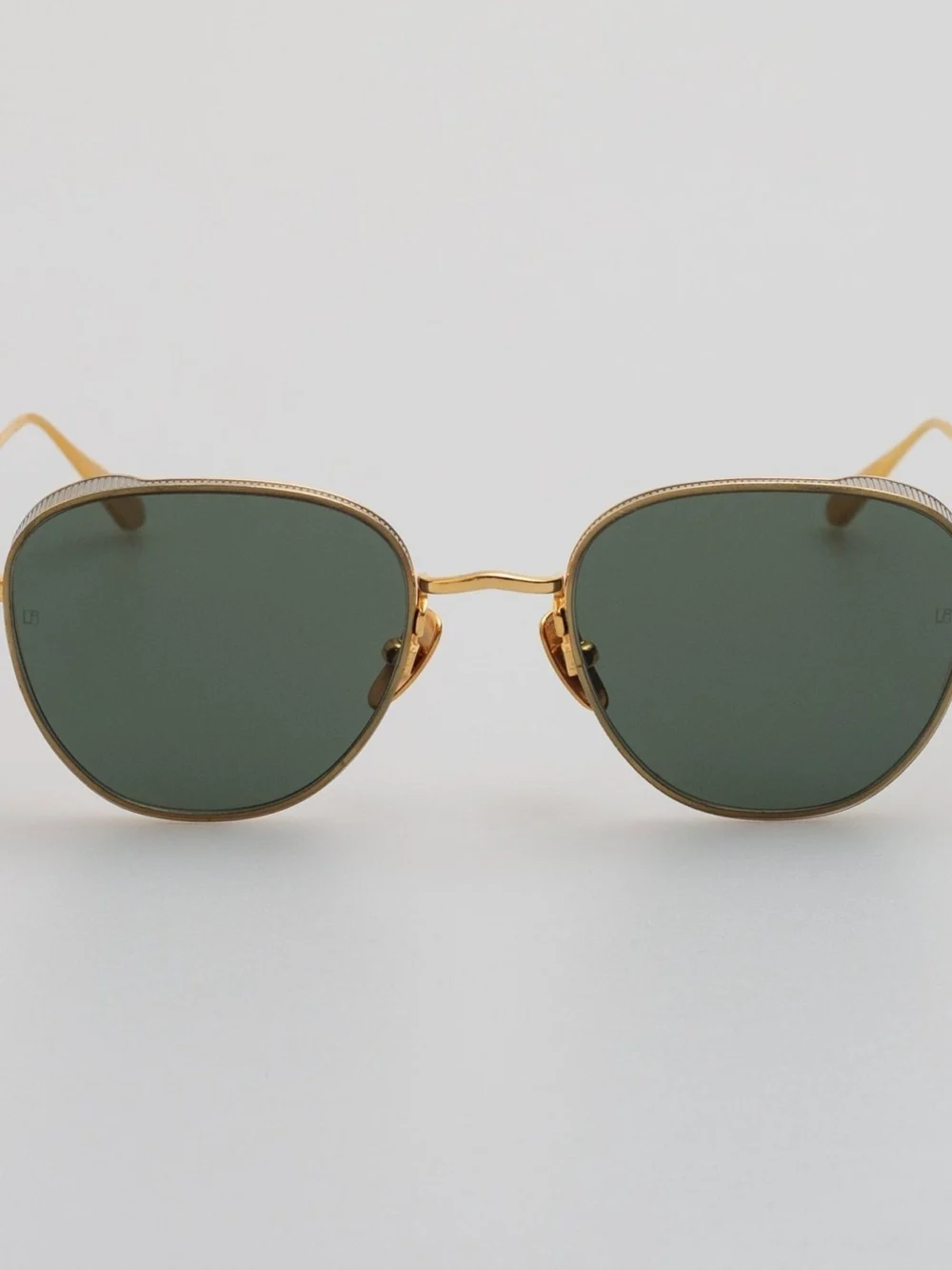 Linda Farrow Hardy Sunglasses in 22k gold and green