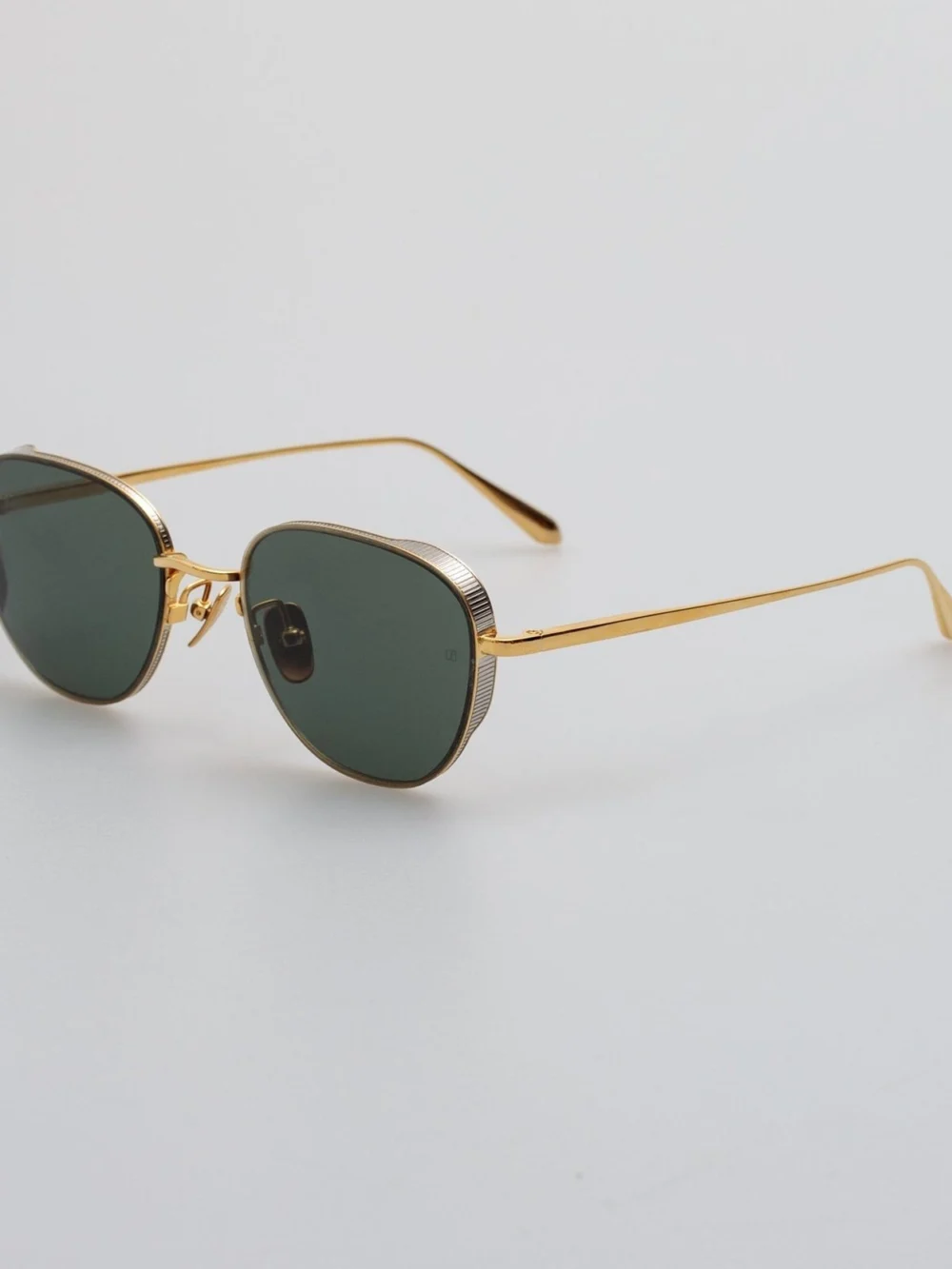 Linda Farrow Hardy Sunglasses, 22k gold and green, view 2