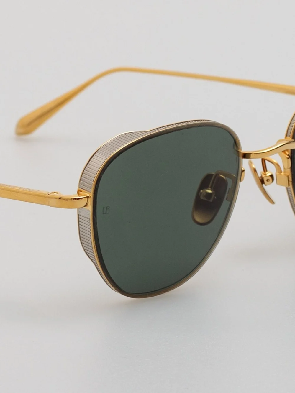 Linda Farrow Hardy Sunglasses, 22k gold and green, view 3