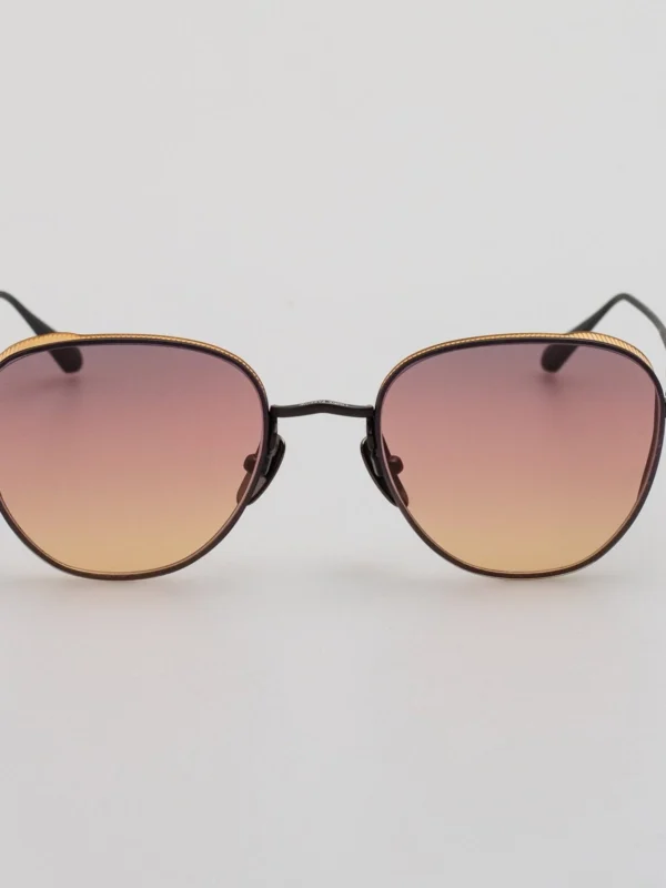 Linda Farrow Hardy Sunglasses in Matt Nickel and Sunset Lenses