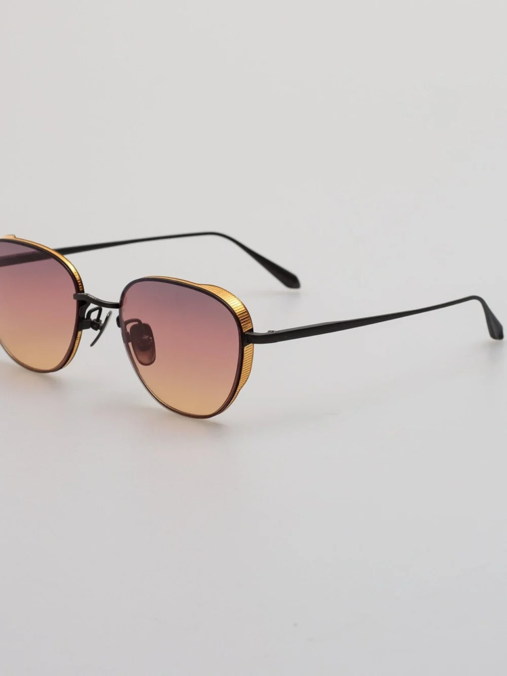 Linda Farrow Hardy Sunglasses, matt nickel and sunset lenses, view 2