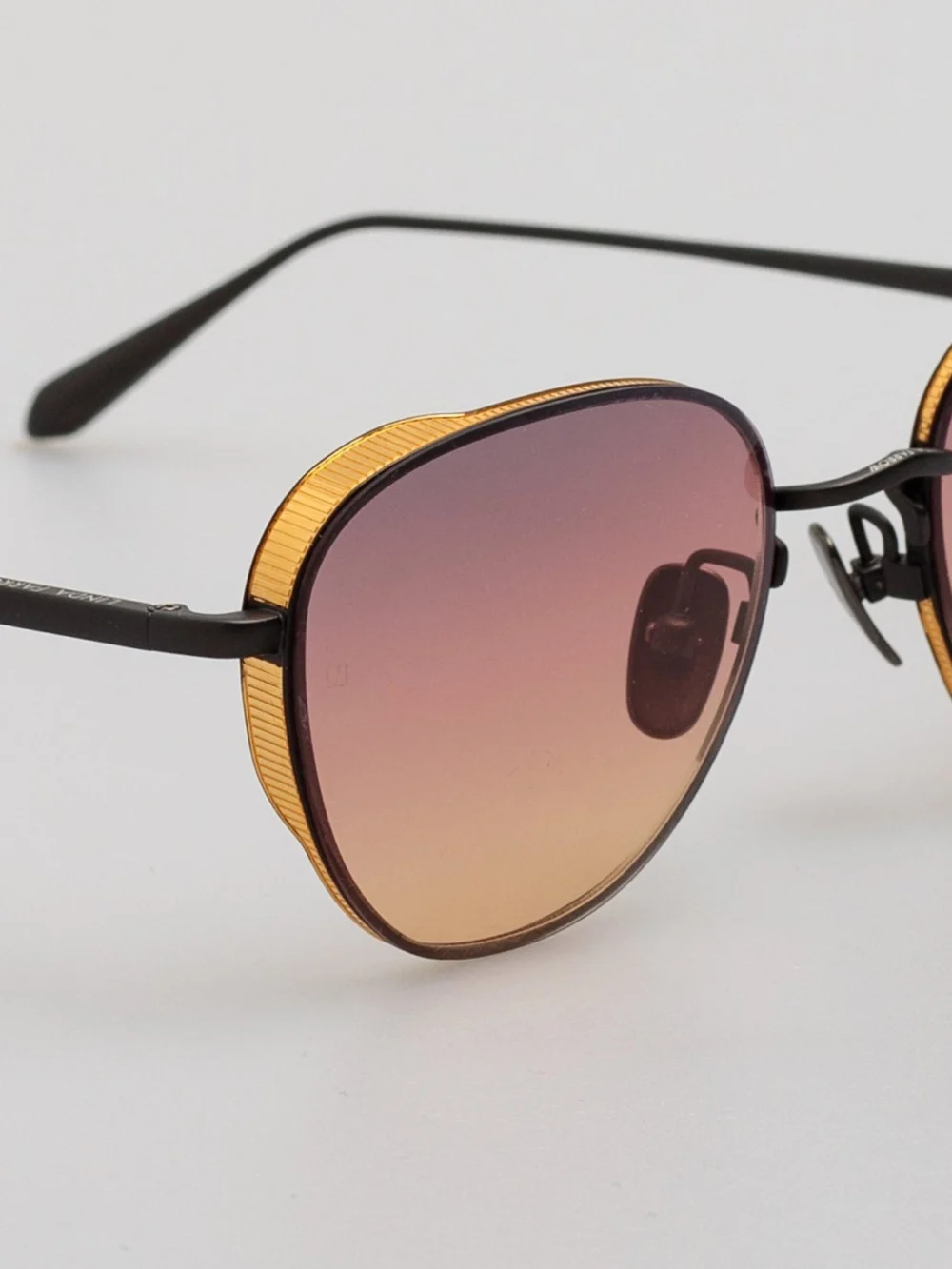 Linda Farrow Hardy Sunglasses, matt nickel and sunset lenses, view 3