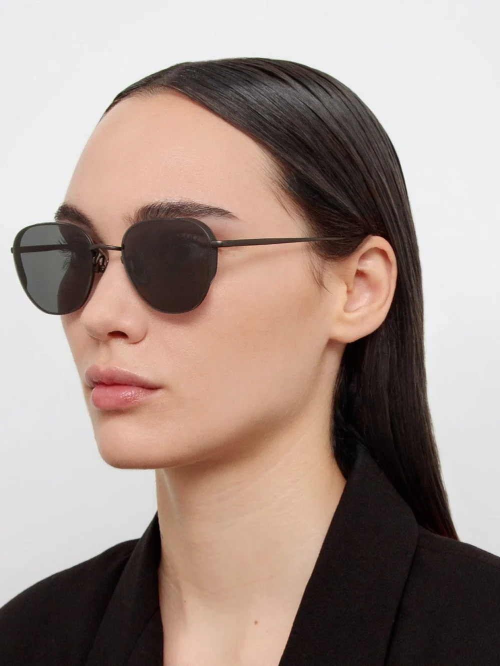 Linda Farrow Hardy Sunglasses, nickel, view 3