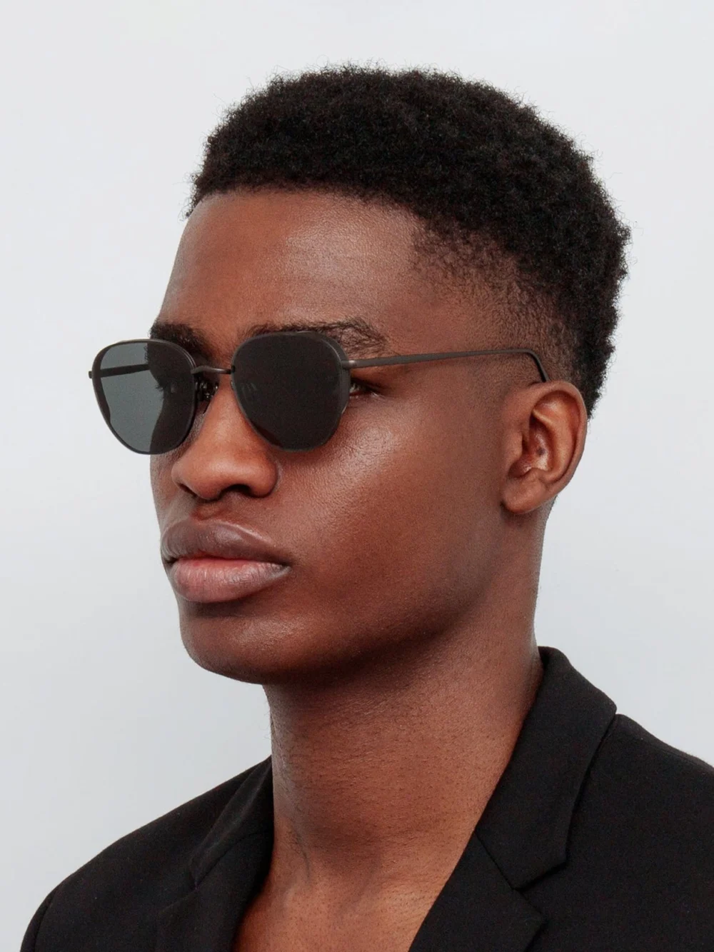 Linda Farrow Hardy Sunglasses, nickel, view 4
