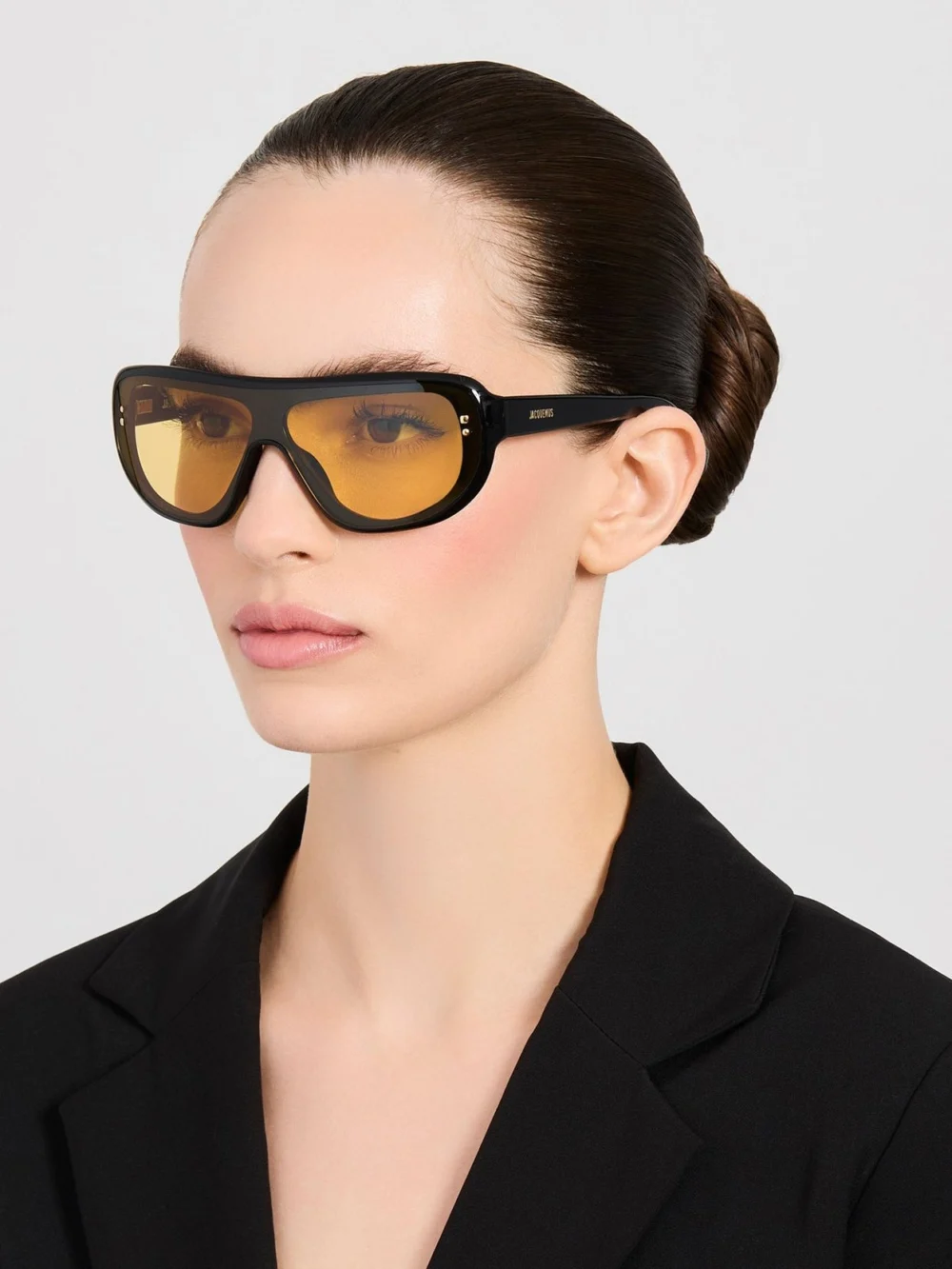 Linda Farrow Havana Sunglasses, black and yellow, view 3
