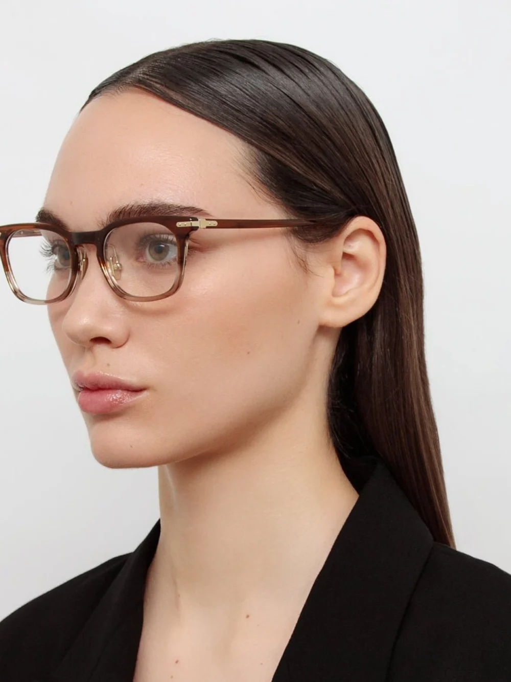 Linda Farrow Hawkin Optical, caramel horn, view 3