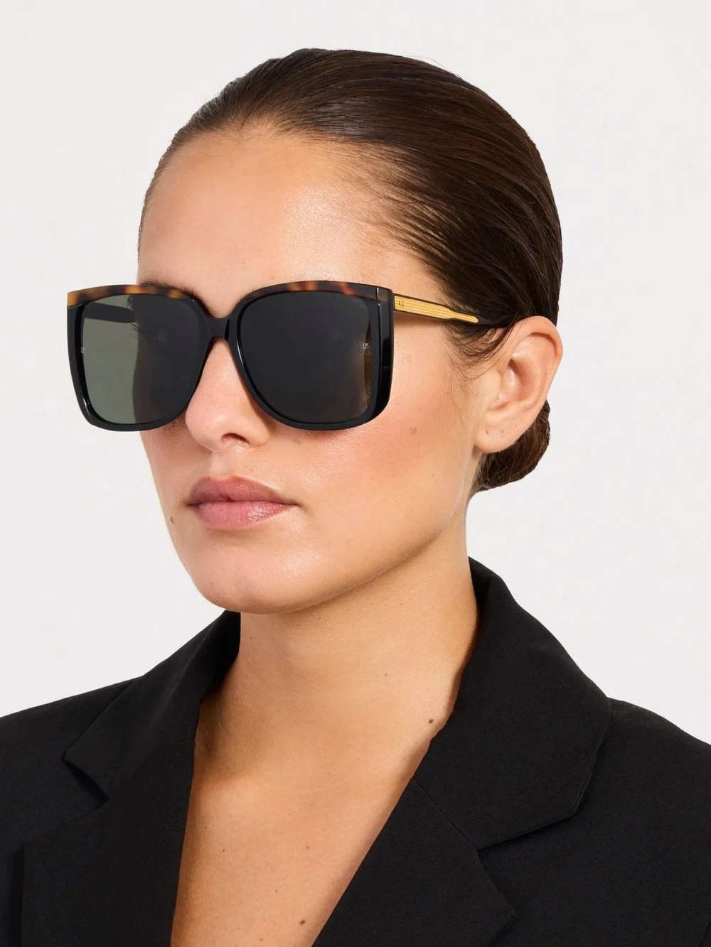 Linda Farrow Helena Sunglasses, black, view 3