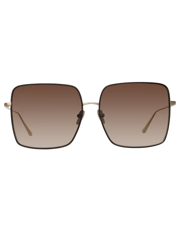 Linda Farrow Hina Sunglasses in 22K Gold and Brown