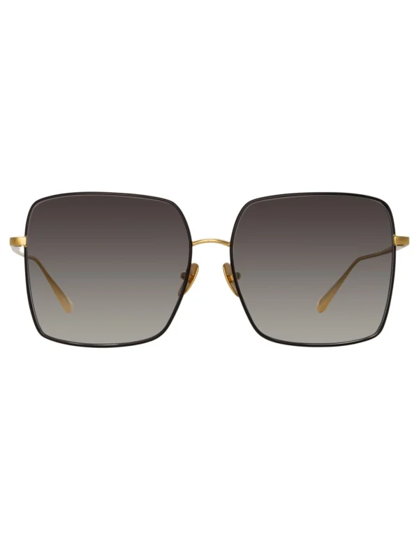 Linda Farrow Hina Sunglasses in 22K Gold and Grey