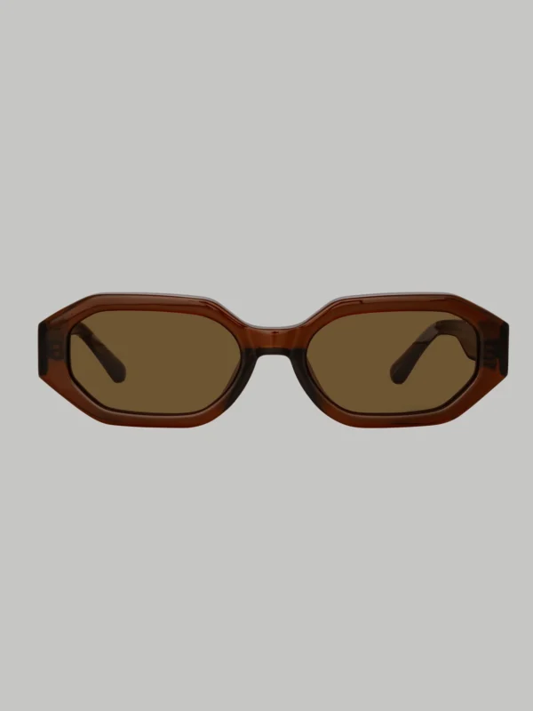Linda Farrow Irene Angular Sunglasses in Brown