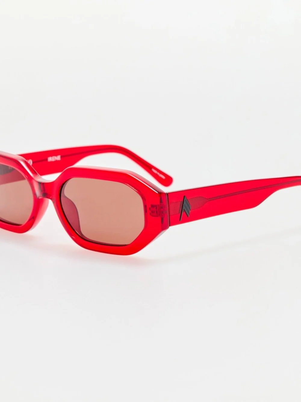 Linda Farrow Irene Angular Sunglasses, red and brown, view 2