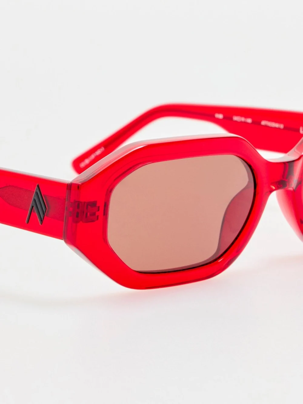 Linda Farrow Irene Angular Sunglasses, red and brown, view 4