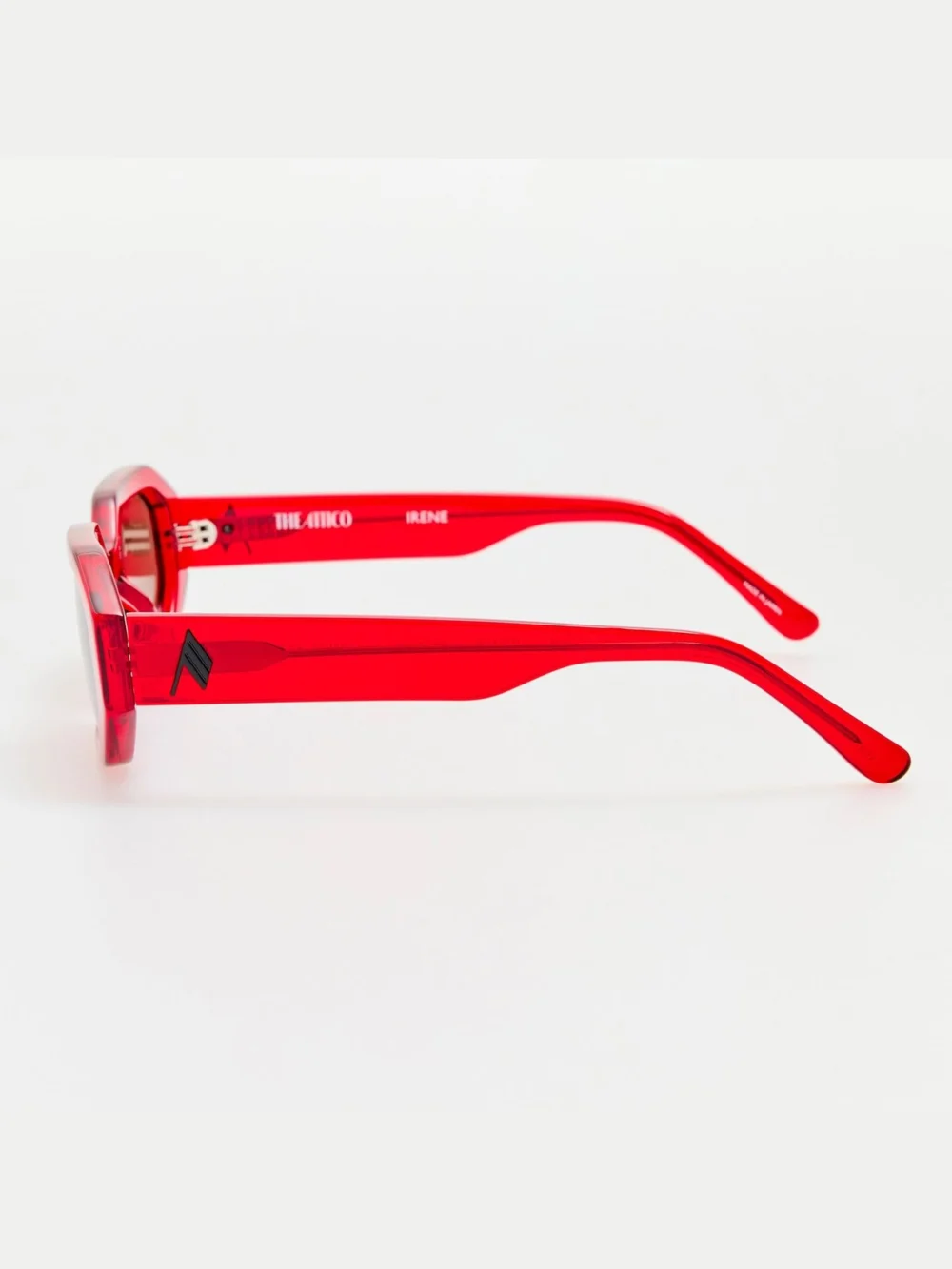 Linda Farrow Irene Angular Sunglasses, red and brown, view 5