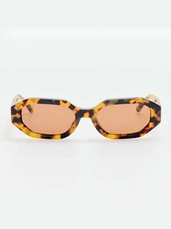 Linda Farrow Irene Angular Sunglasses in Tortoiseshell and Brown