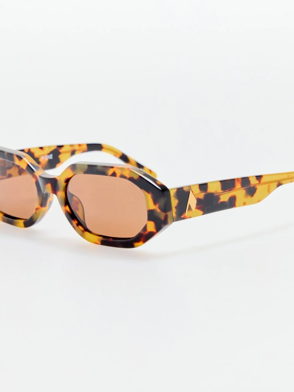 Linda Farrow Irene Angular Sunglasses, tortoiseshell and brown, view 2