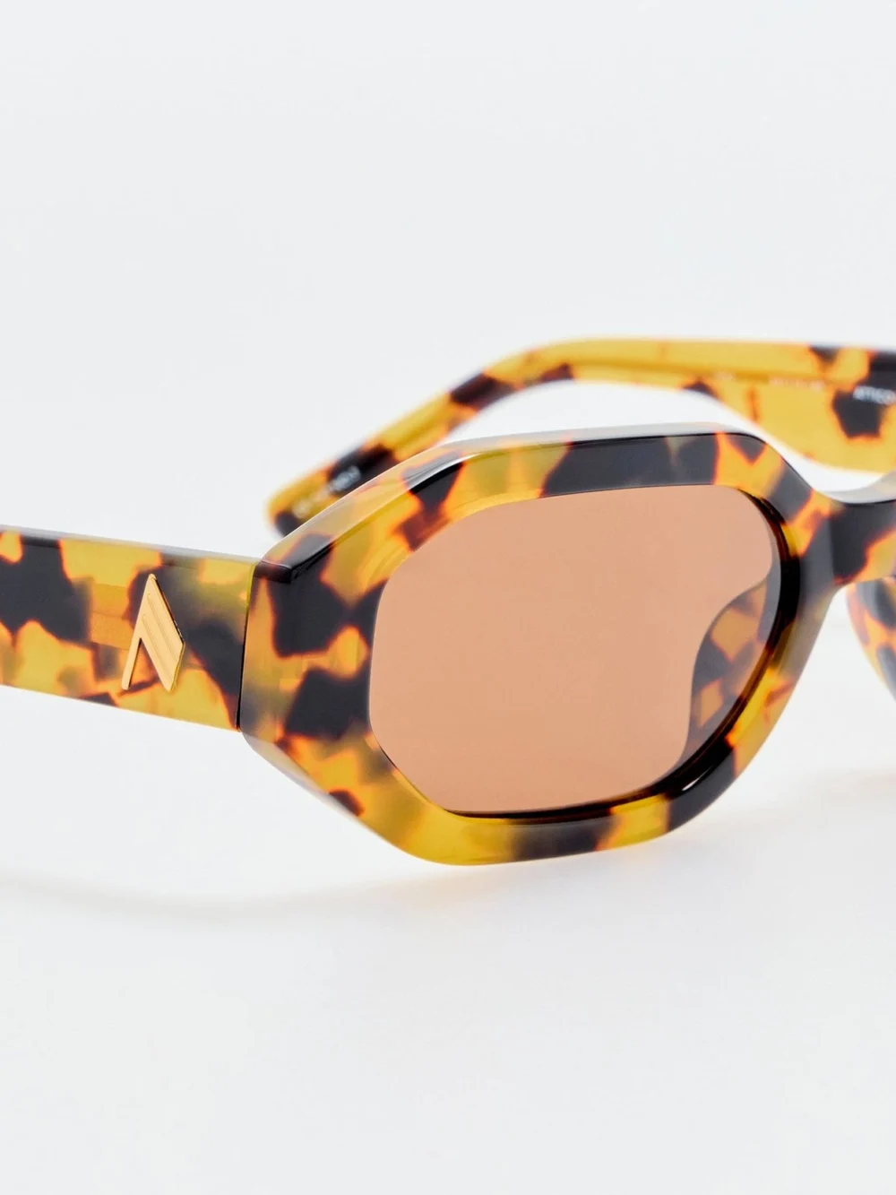Linda Farrow Irene Angular Sunglasses, tortoiseshell and brown, view 5
