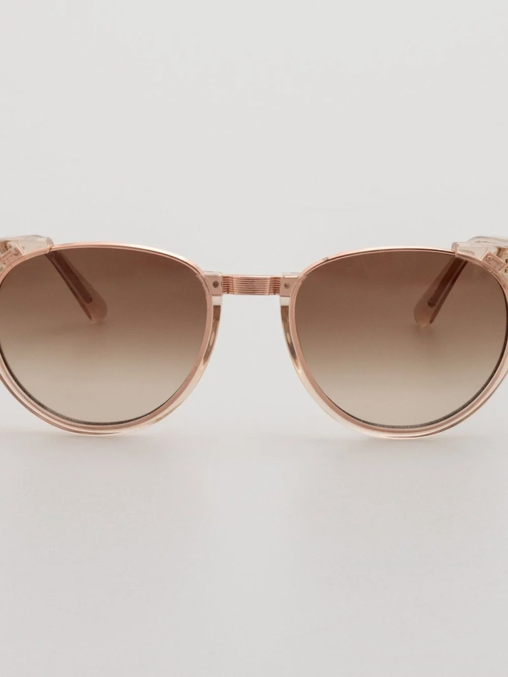 Linda Farrow Iris Oval Sunglasses in ash and 18k rose gold