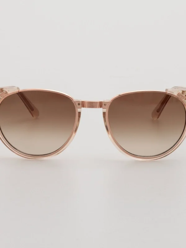 Linda Farrow Iris Oval Sunglasses in Ash and 18K Rose Gold