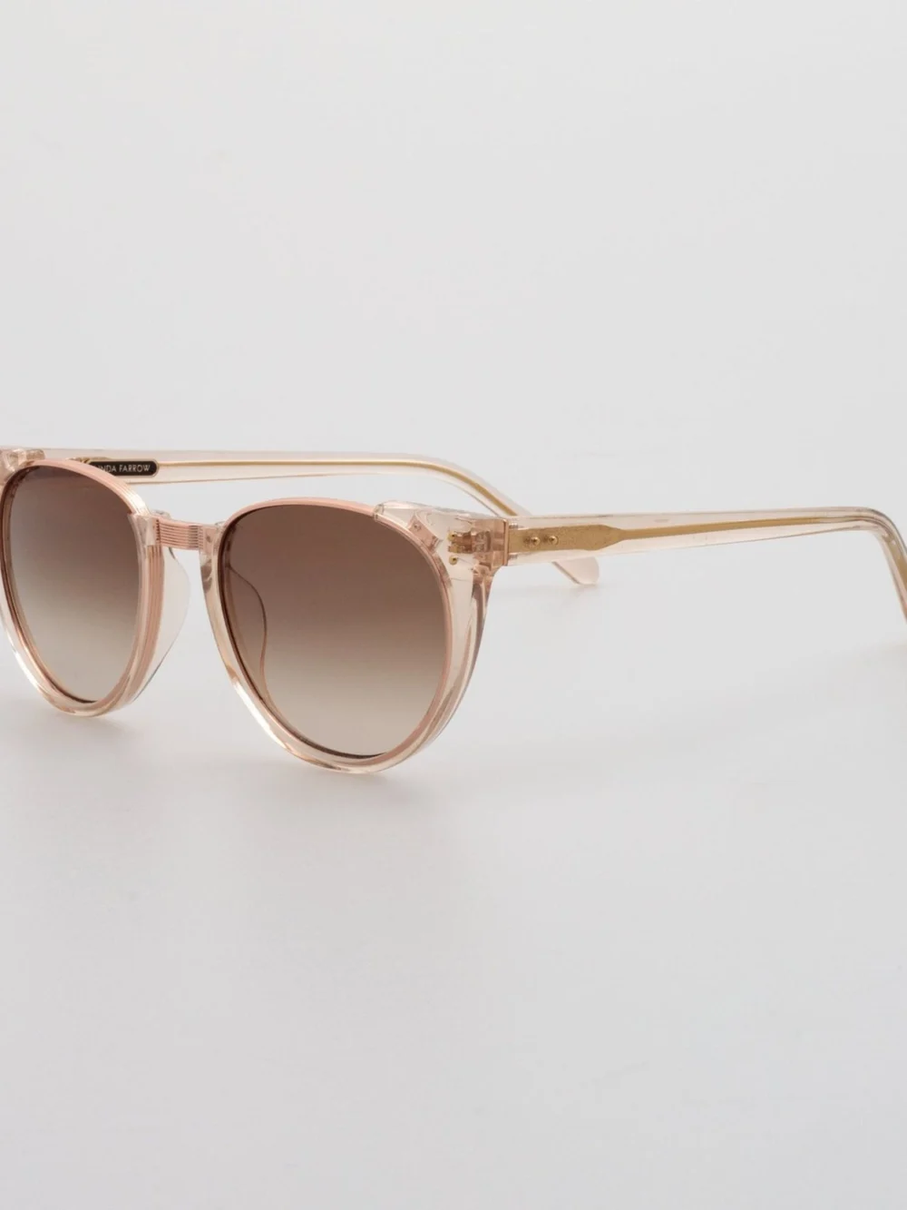 Linda Farrow Iris Oval Sunglasses, ash and 18k rose gold, view 2