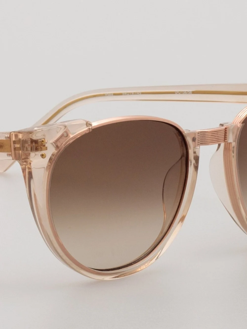Linda Farrow Iris Oval Sunglasses, ash and 18k rose gold, view 4