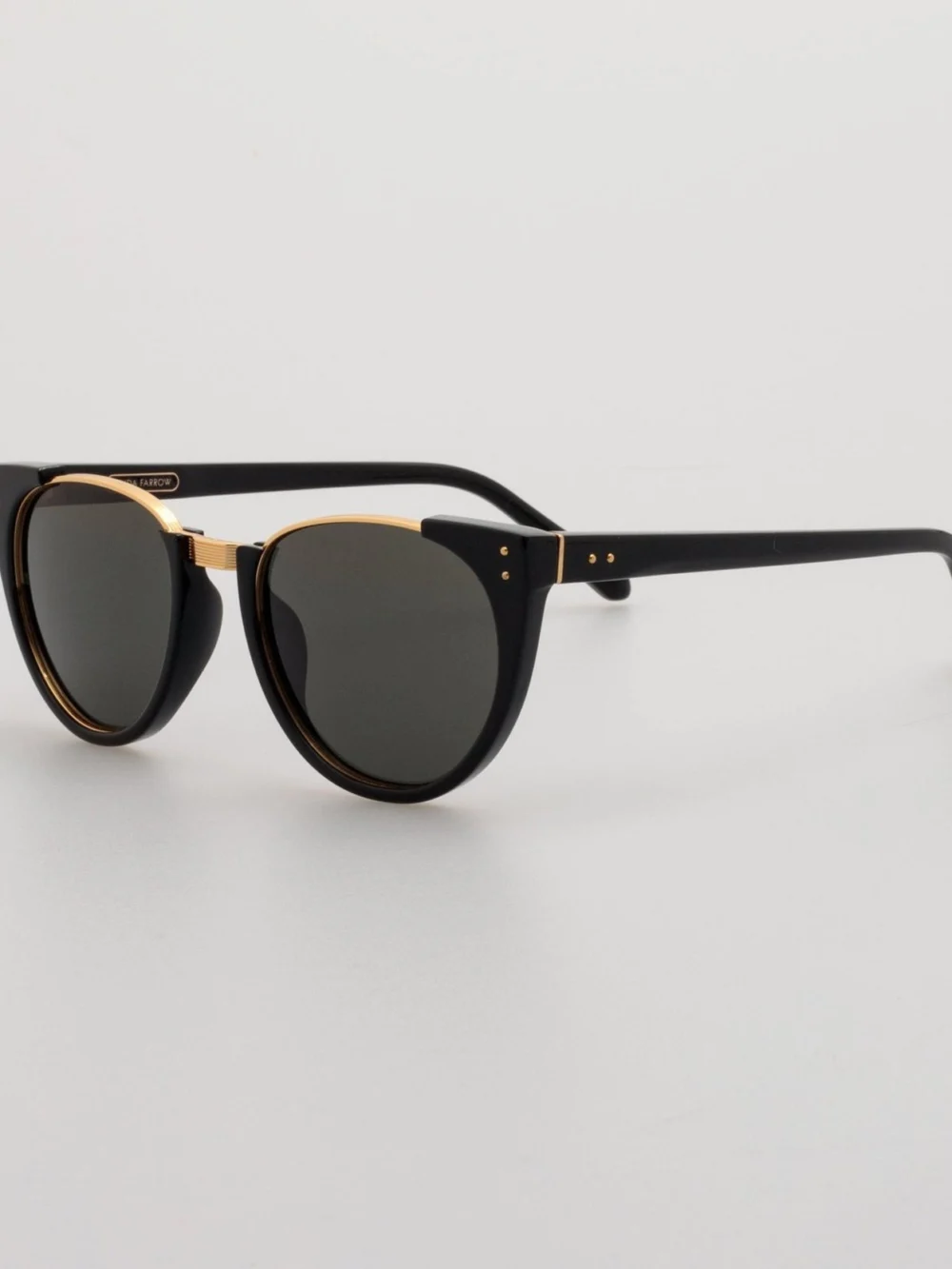 Linda Farrow Iris Oval Sunglasses, black, view 2