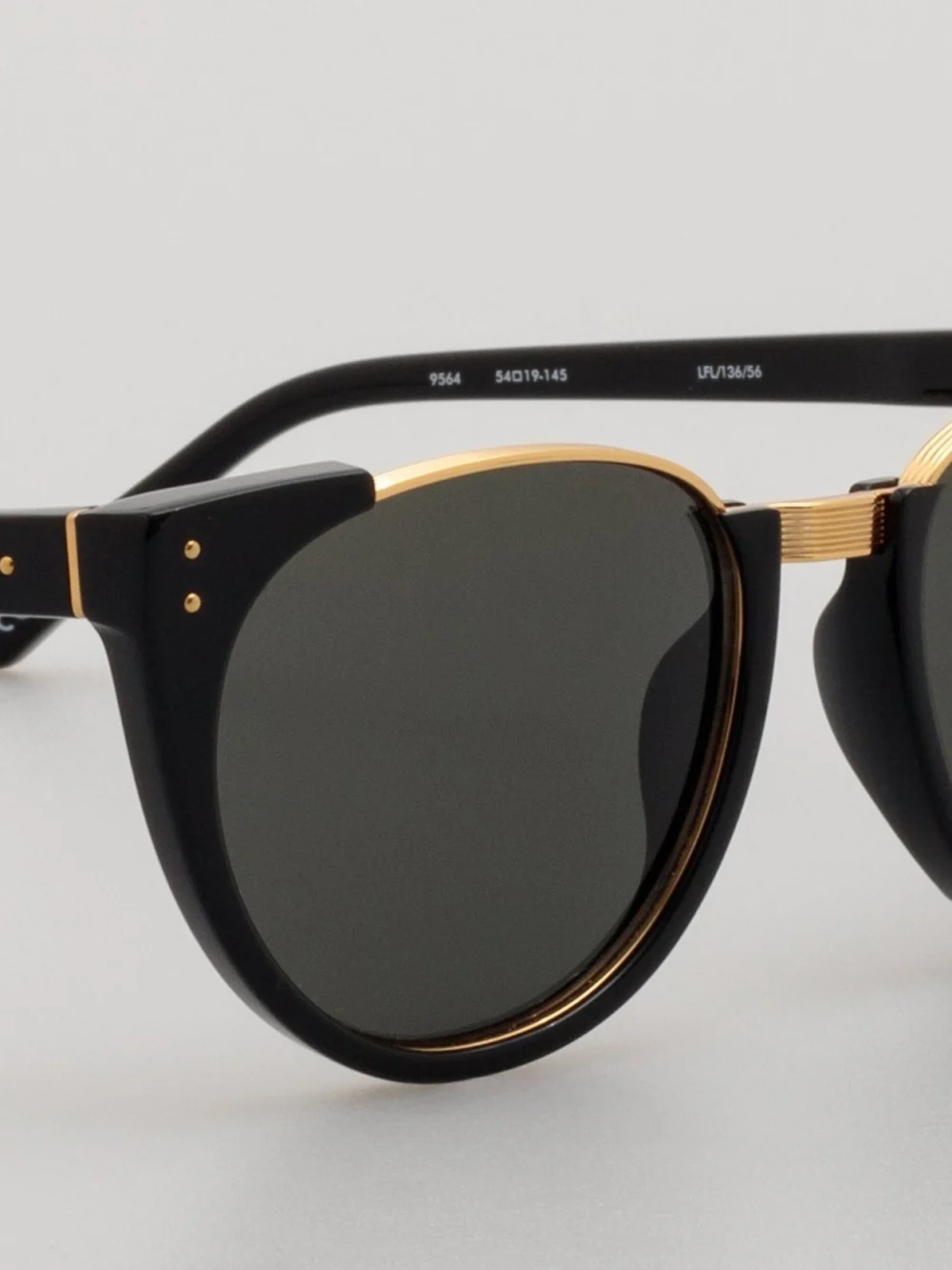 Linda Farrow Iris Oval Sunglasses, black, view 4
