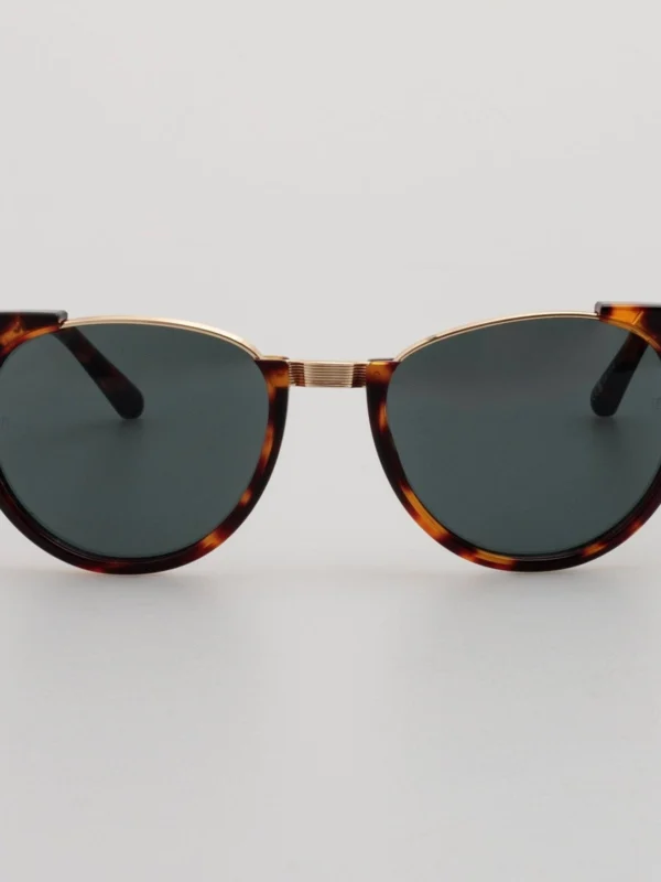 Linda Farrow Iris Oval Sunglasses in Dark Tortoiseshell