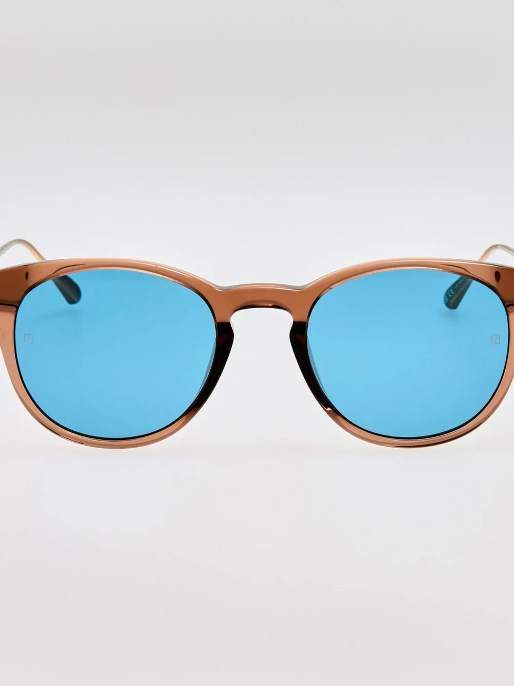 Linda Farrow Jamie Sunglasses in matt champagne and aqua