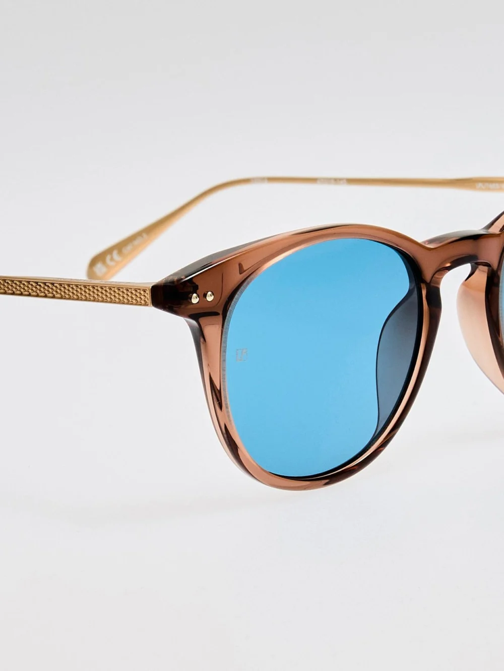 Linda Farrow Jamie Sunglasses, matt champagne and aqua, view 5