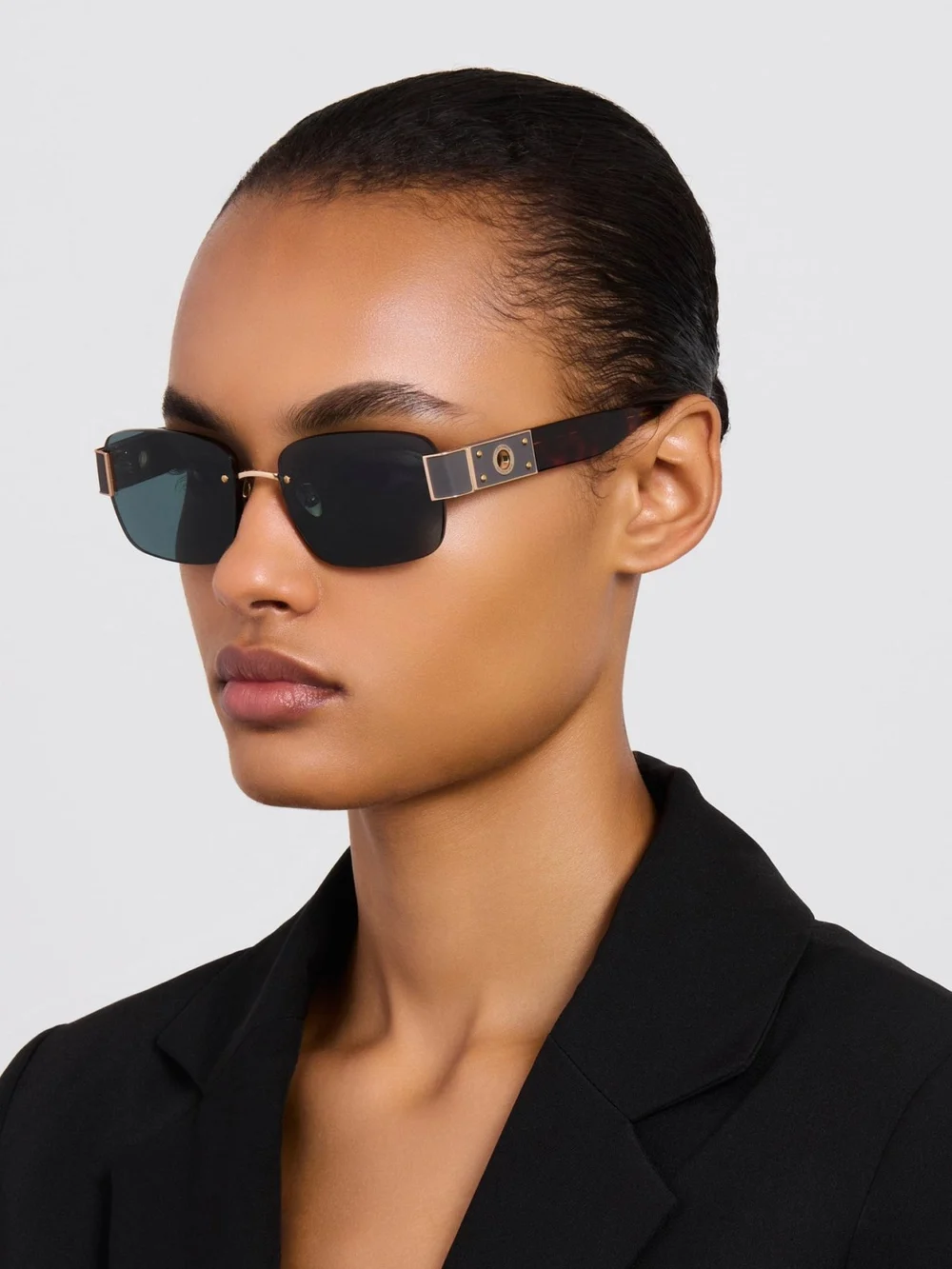 Linda Farrow Jessica Sunglasses, dark tortoiseshell, view 3