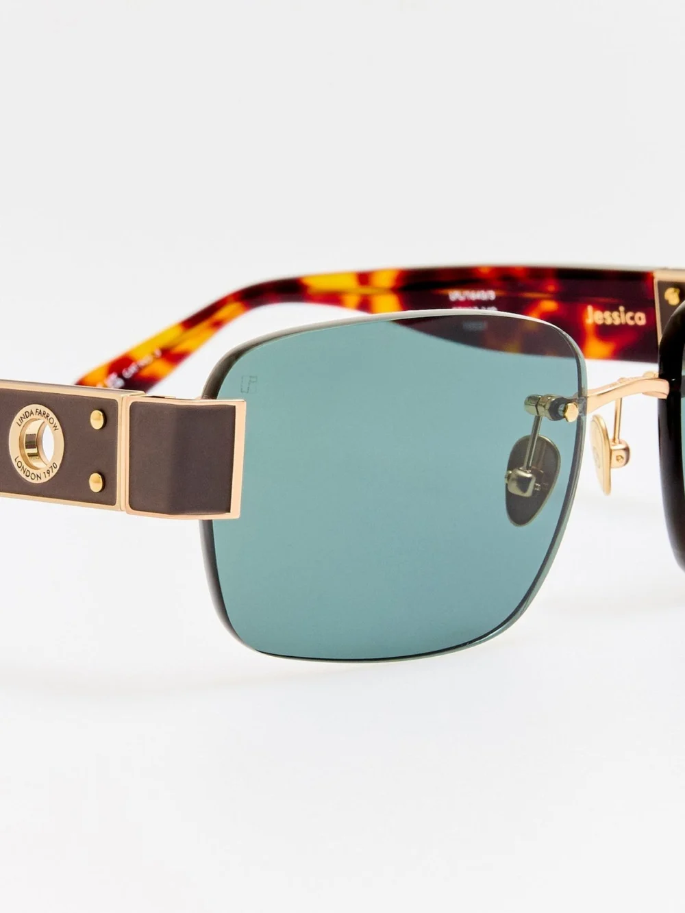 Linda Farrow Jessica Sunglasses, dark tortoiseshell, view 6